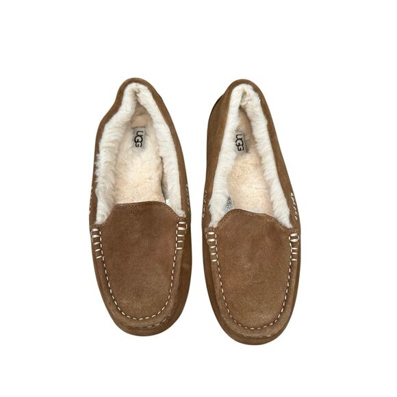 UGG Australia Women's 9 Ansley Chestnut Moccasin Slippers Slip on Shoe Fur Suede - Picture 9 of 10